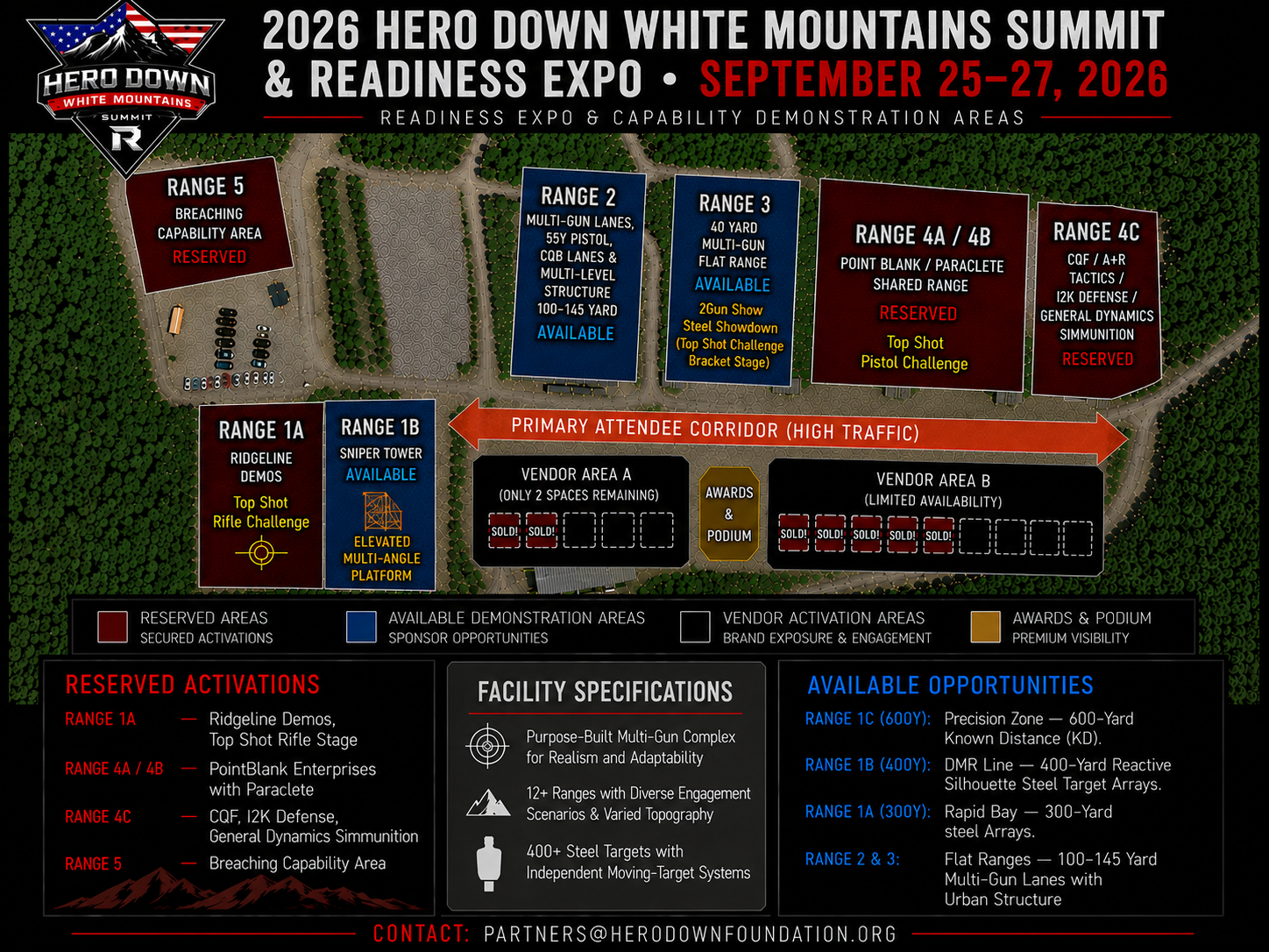 Sponsor activation map showing expo, vendor, demo, registration, and competition zones